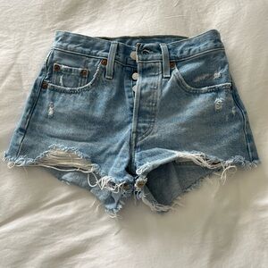 Levi's Light Blue Distressed Jean Shorts